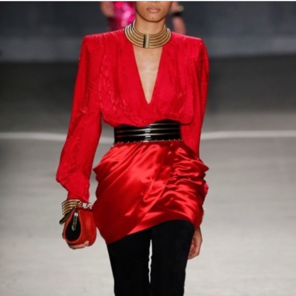 Balmain x H&M ( Limited Edition ) Red Silk Skirt